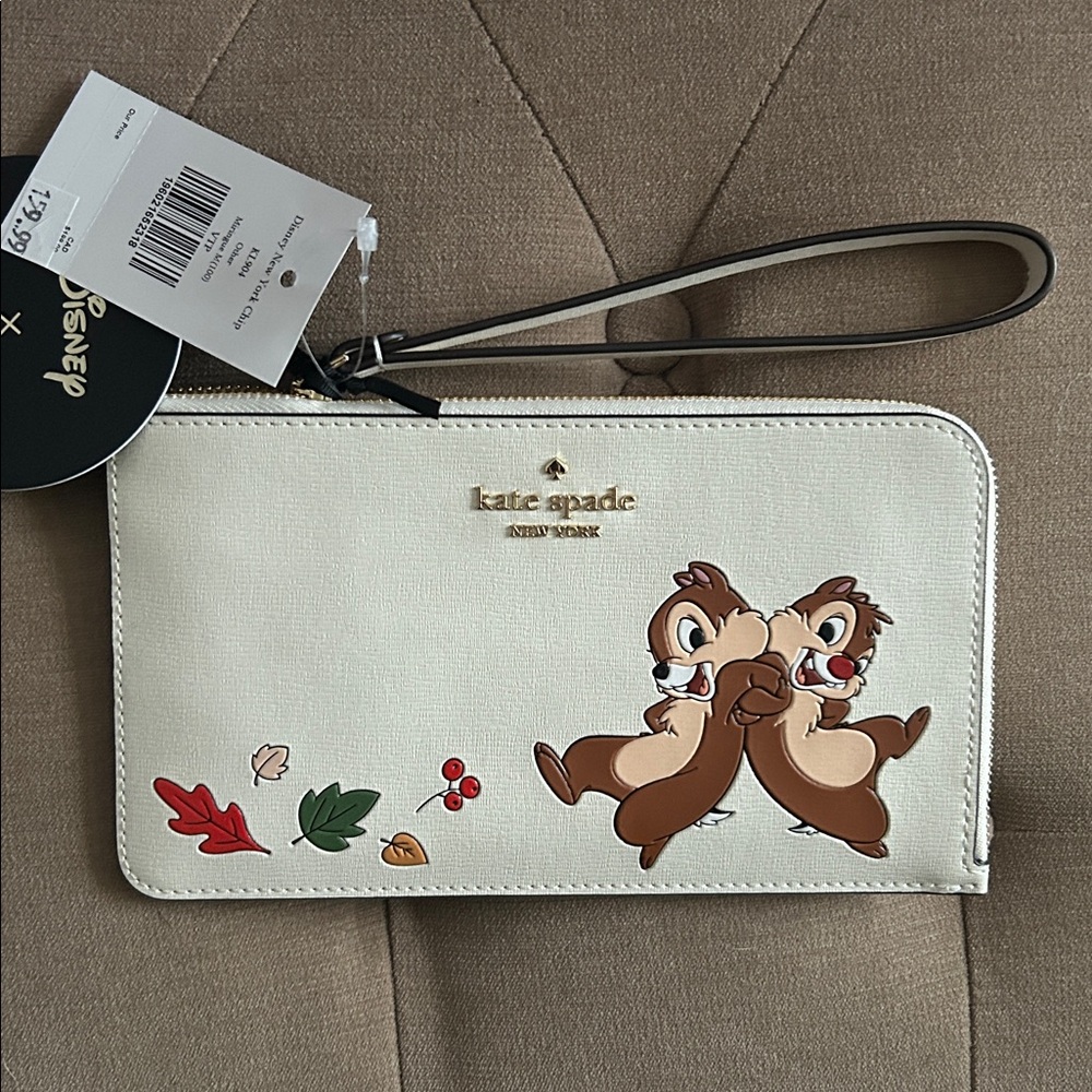Kate Spade New York Chip n' Dale Medium wristlet, NWT